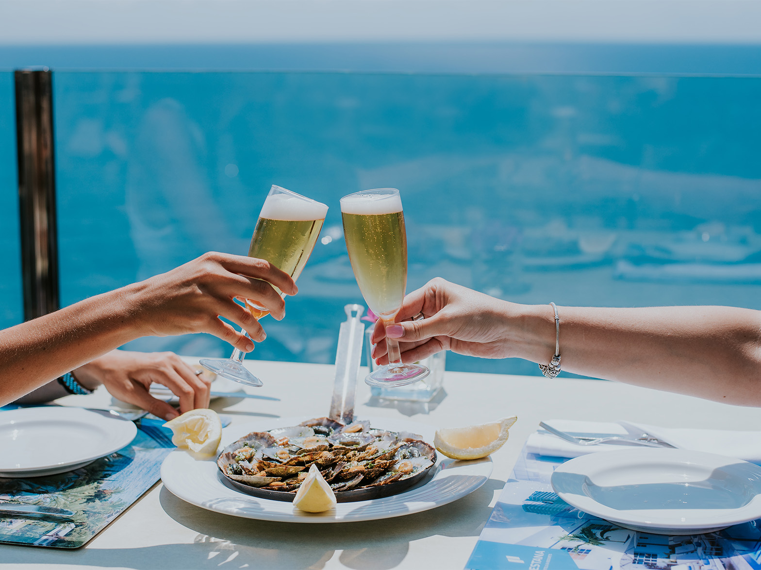 The Garden Pool bar in Madeira has an outdoor terrace with sea views