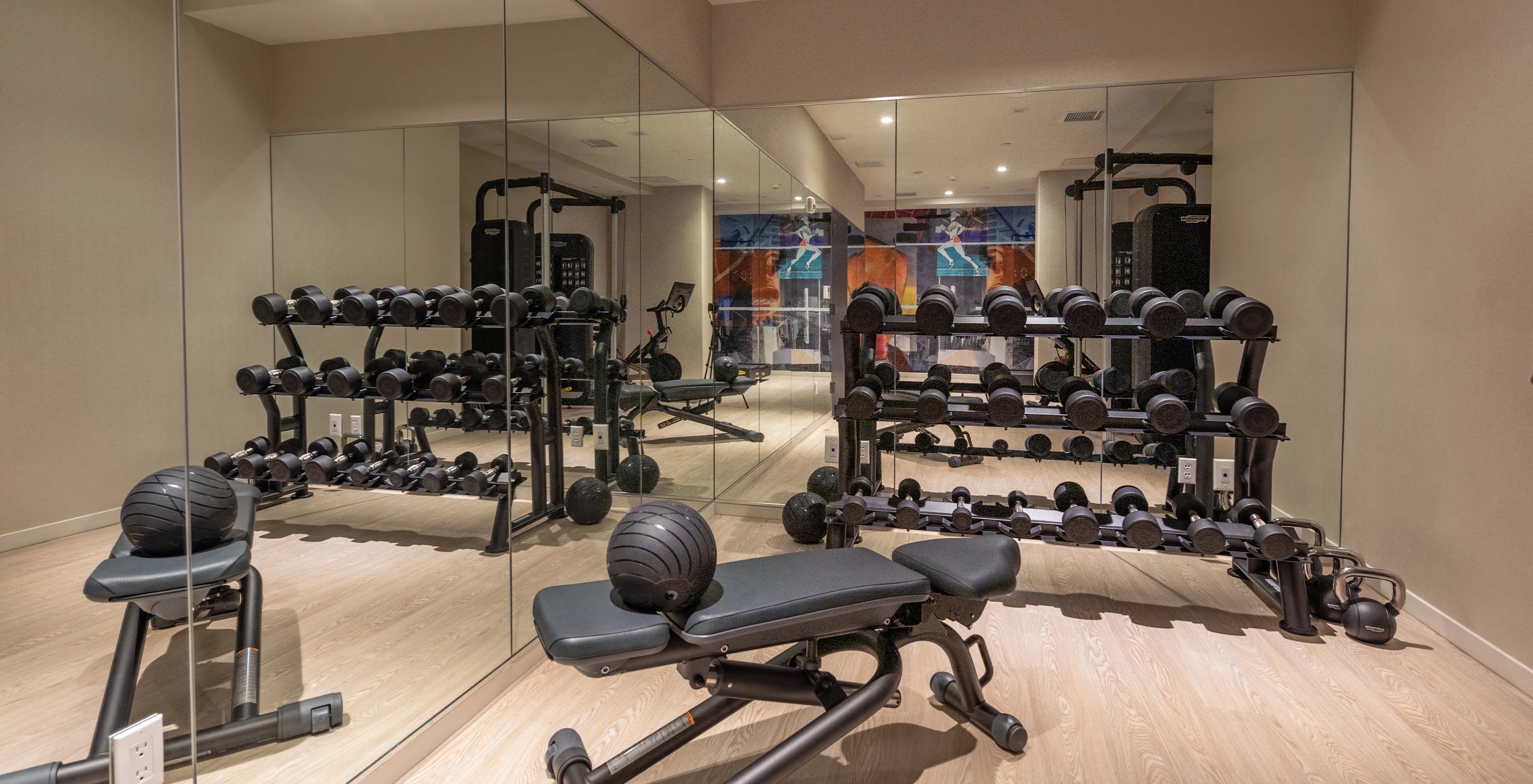 Pestana CR7 Times Square, a hotel in Manhattan, has a weight bench in the gym