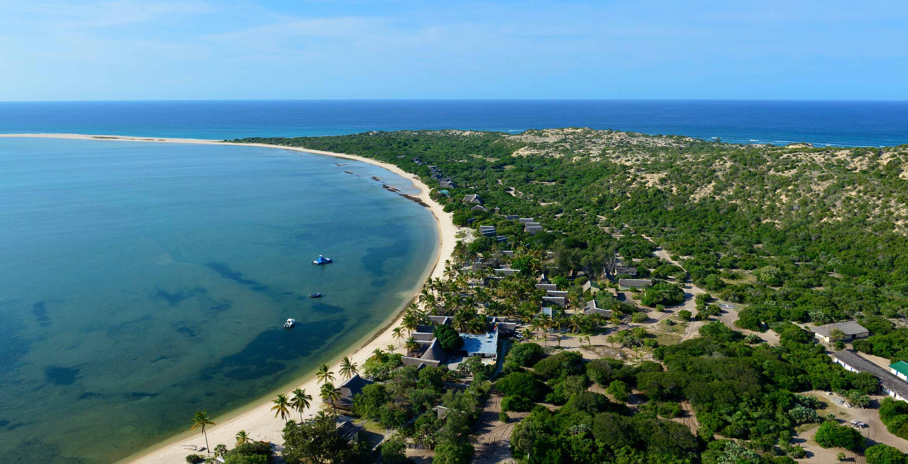 Aerial view of Bazaruto Island bay, a natural paradise in Mozambique