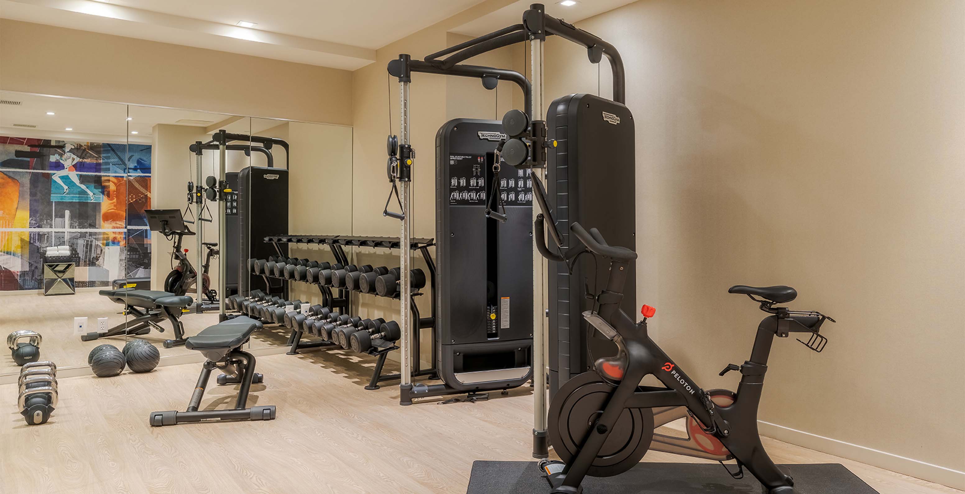 Pestana CR7 Times Square, a hotel in Manhattan, has a gym with various equipment available